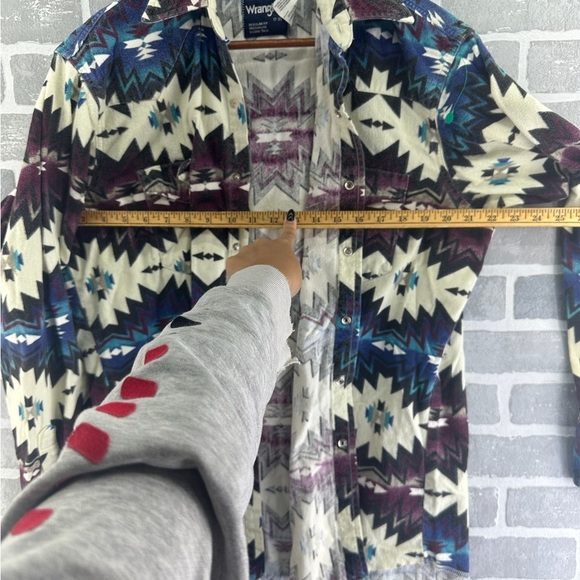 Wrangler VTG Button Brushpopper Southwestern Aztec Western Shirt Men's 17 USA - Picture 10 of 10